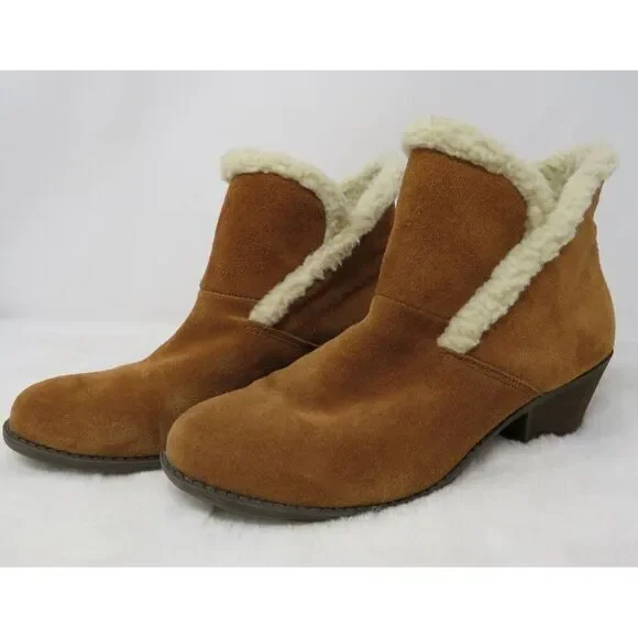 Bootie Me‎ Too Womens Zanna 14 Ankle Boot Brown Leather w/ Fur Size 7.5 W - Picture 3 of 5